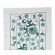 Embroidered Cotton Wall Hanging. Green Table Runner. Modern Wall Decor