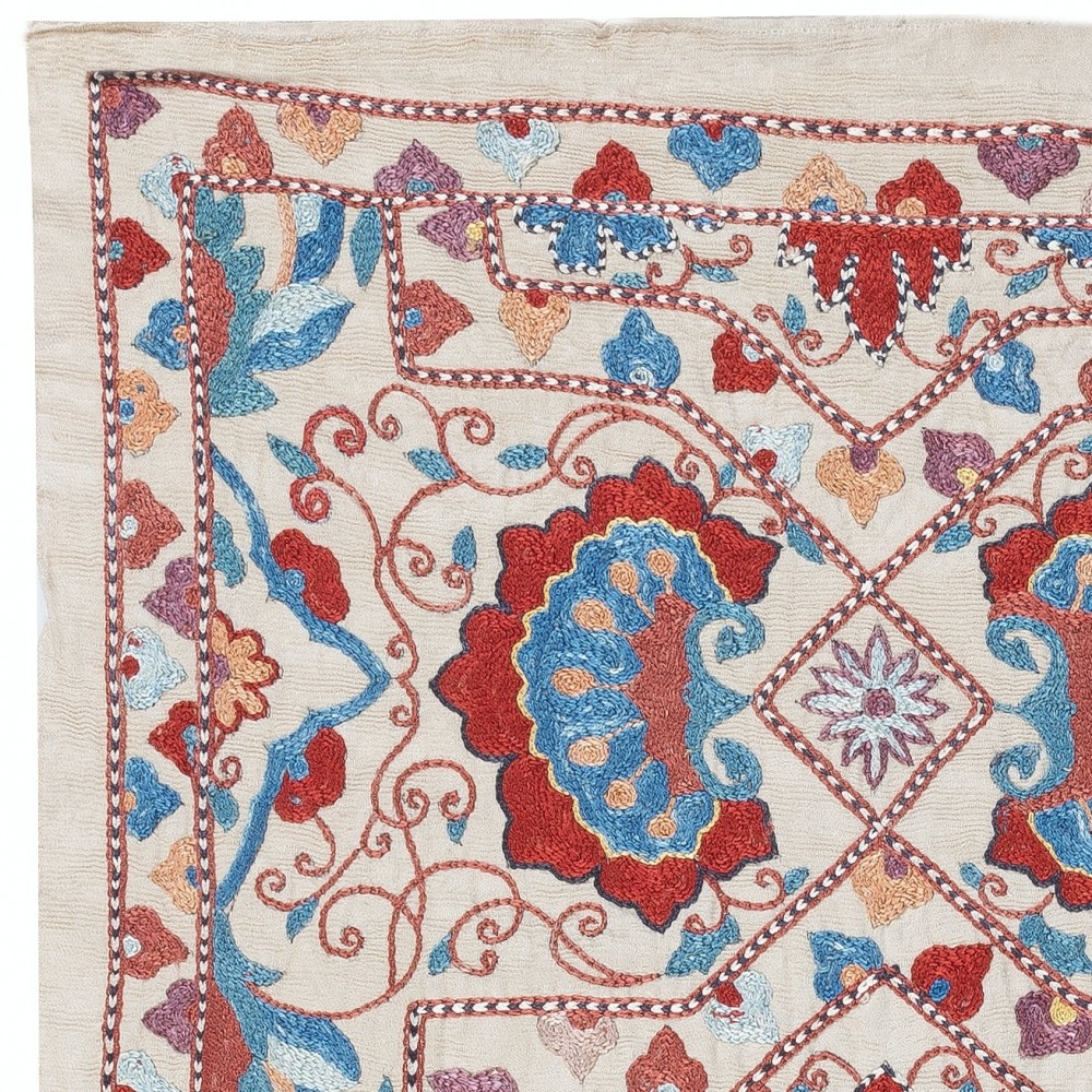 Embroidered 100% Silk Wall Hanging. New Tablecloth. Boho Wall Decor. Modern Throw