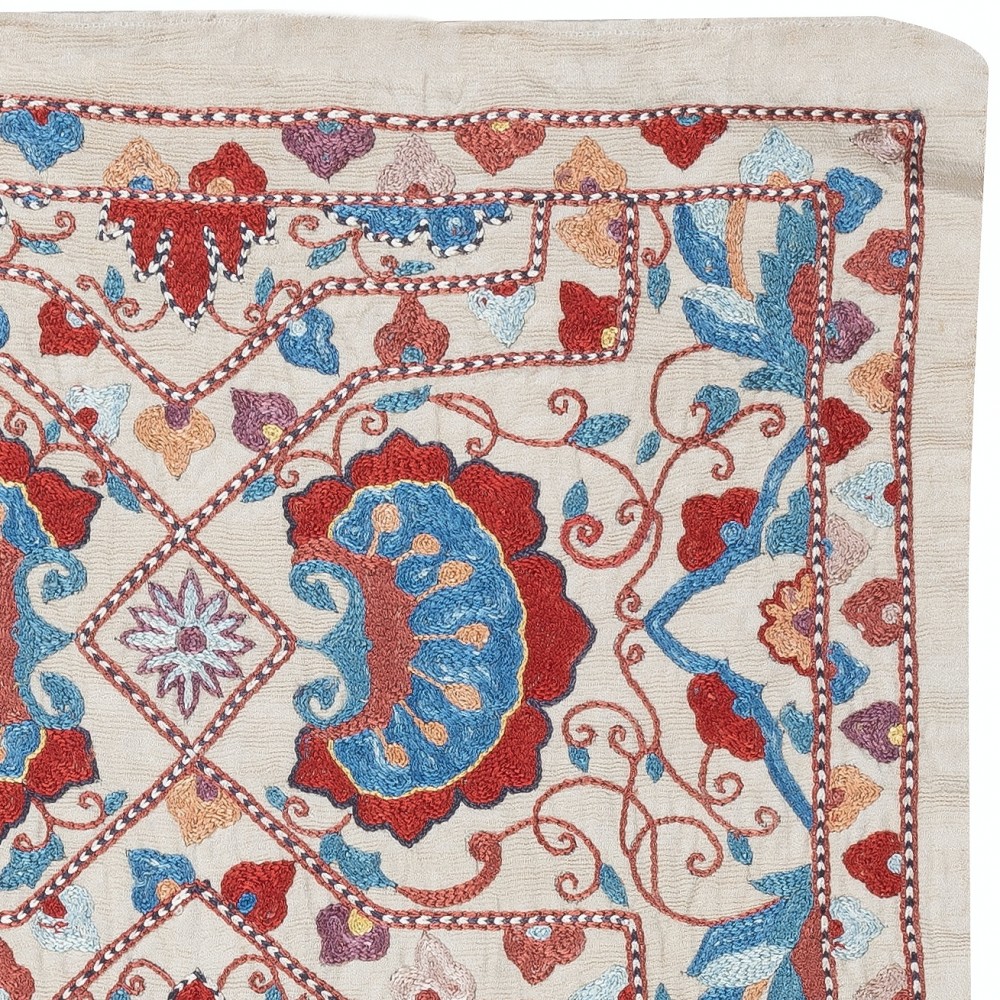 Embroidered 100% Silk Wall Hanging. New Tablecloth. Boho Wall Decor. Modern Throw