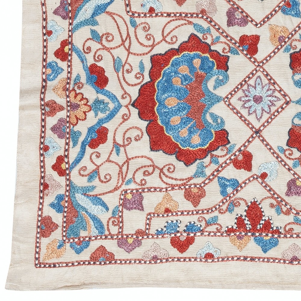 Embroidered 100% Silk Wall Hanging. New Tablecloth. Boho Wall Decor. Modern Throw