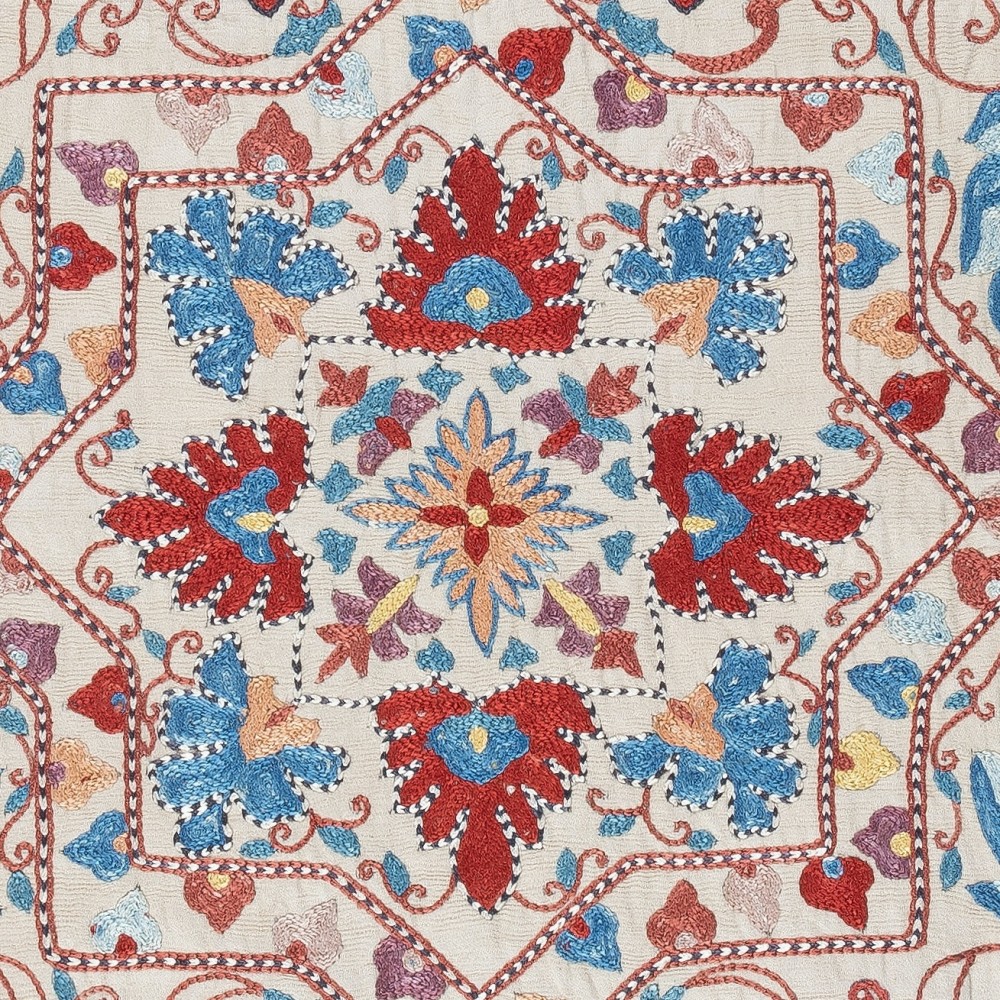 Embroidered 100% Silk Wall Hanging. New Tablecloth. Boho Wall Decor. Modern Throw