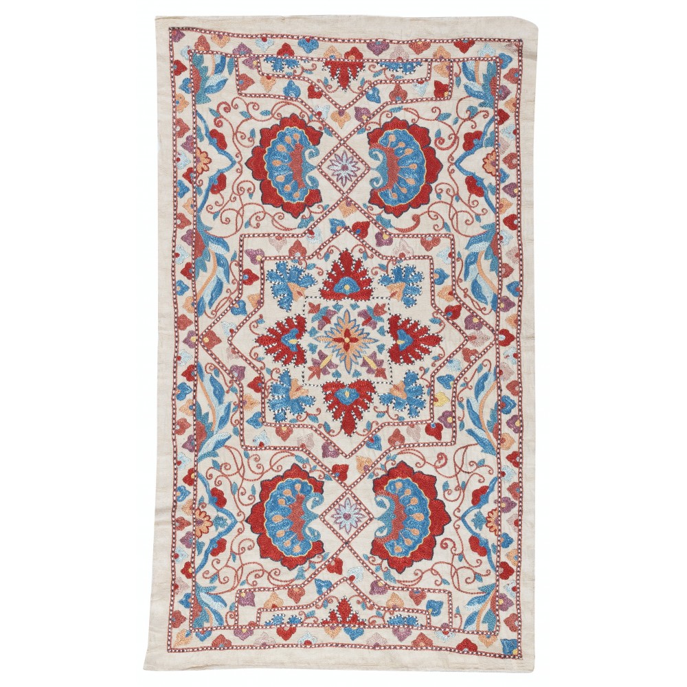 Embroidered 100% Silk Wall Hanging. New Tablecloth. Boho Wall Decor. Modern Throw
