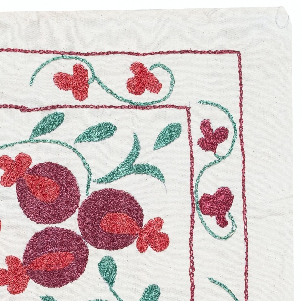 Modern Embroidered Wall Hanging. Cotton Tablecloth. Pomegranate Tree Design Throw