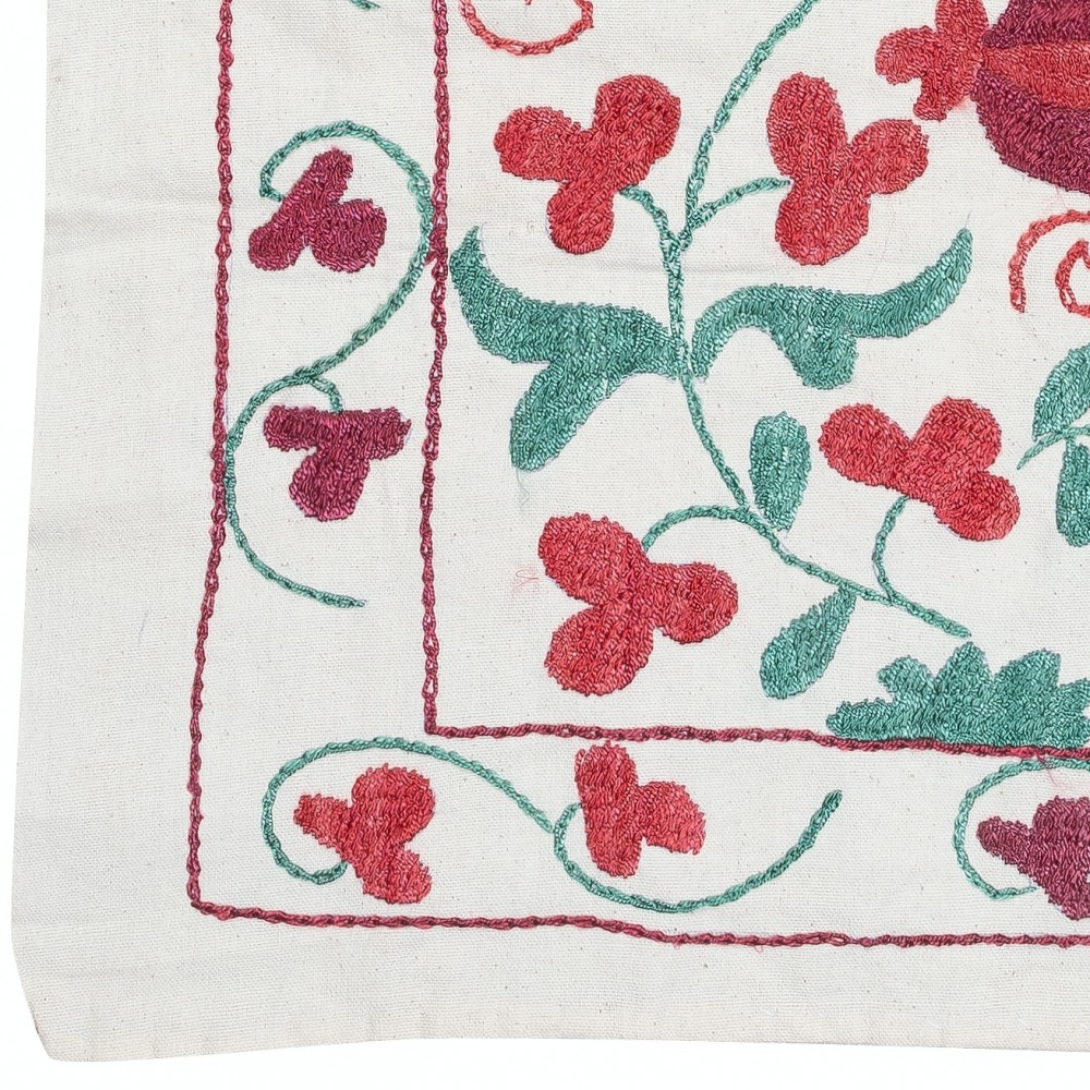 Modern Embroidered Wall Hanging. Cotton Tablecloth. Pomegranate Tree Design Throw