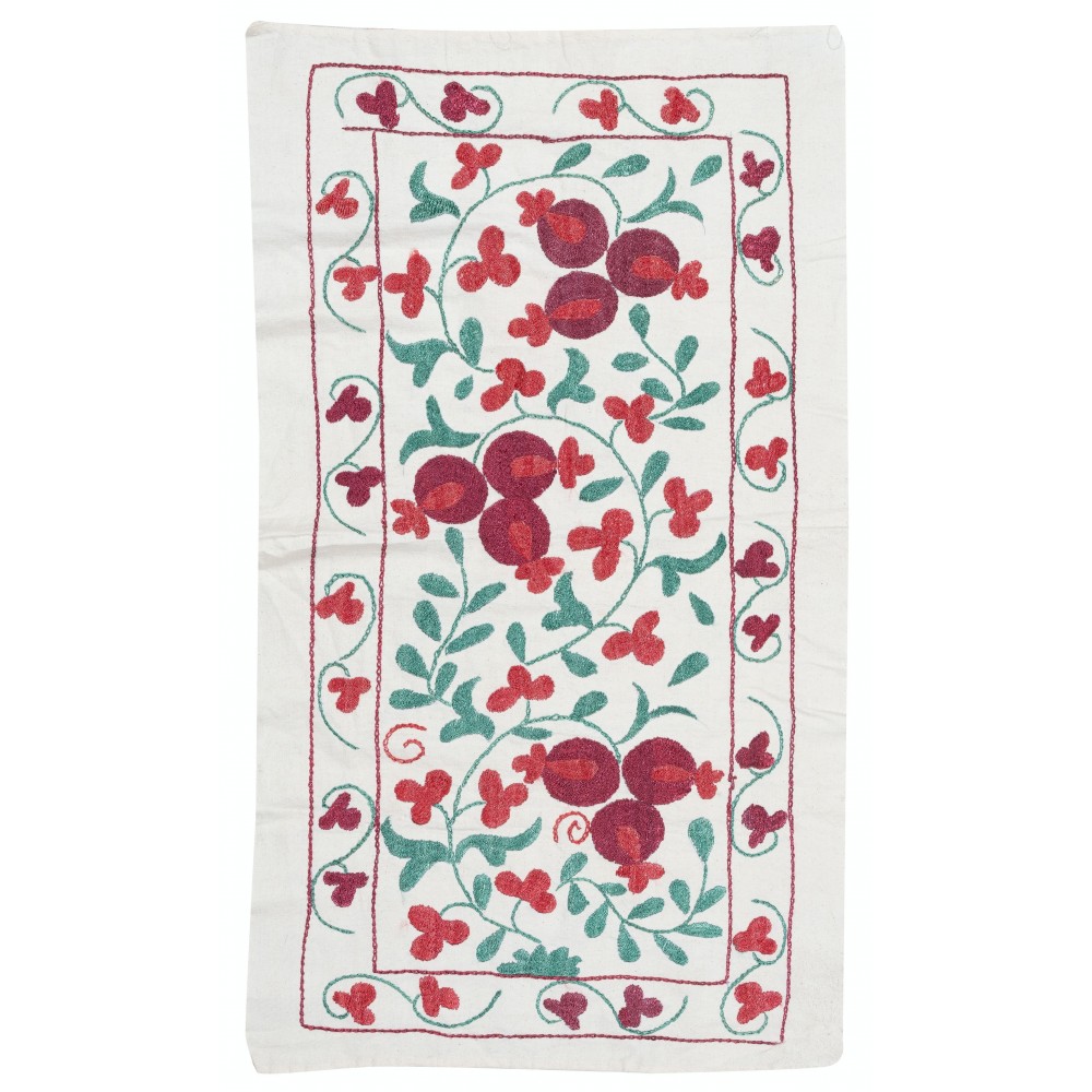 Modern Embroidered Wall Hanging. Cotton Tablecloth. Pomegranate Tree Design Throw