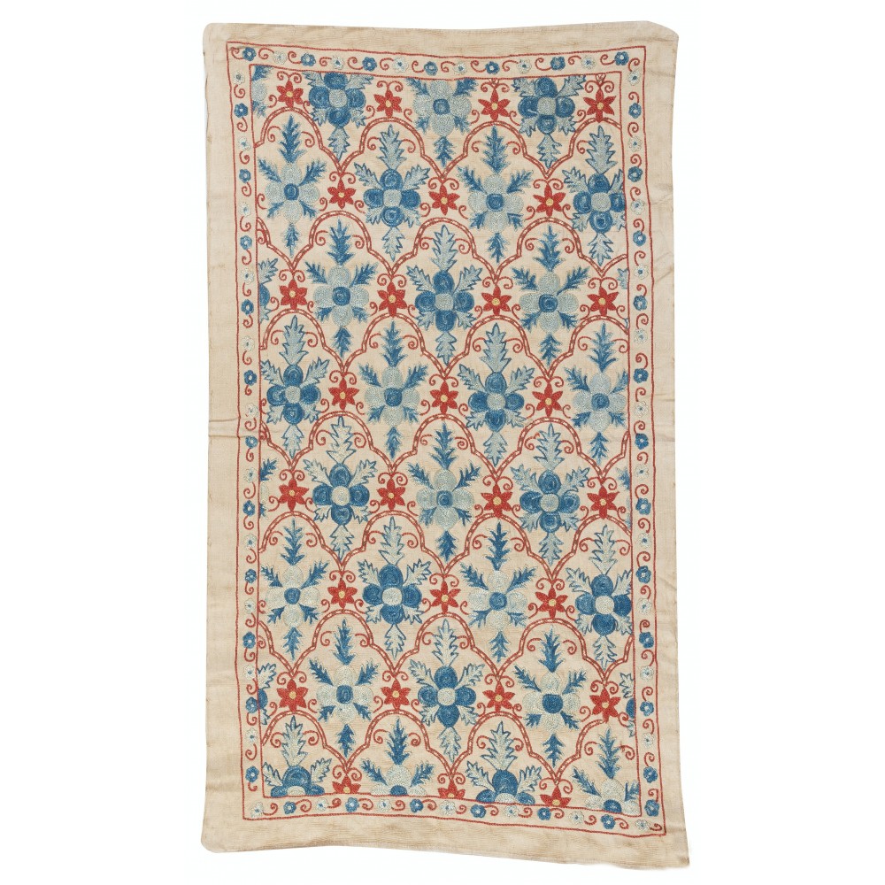 100% Silk Wall Hanging. Modern Wall Decor. Embroidered Tablecloth. New Throw