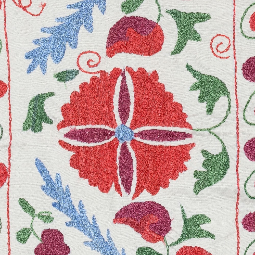 Embroidered Wall Hanging. All Cotton Tablecloth. Handmade Sofa Spread. Modern Throw