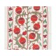 Embroidered Table Runner. Cotton Wall Hanging in Red and Green. Modern Wall Decor