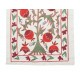 Embroidered Table Runner. Cotton Wall Hanging in Red and Green. Modern Wall Decor
