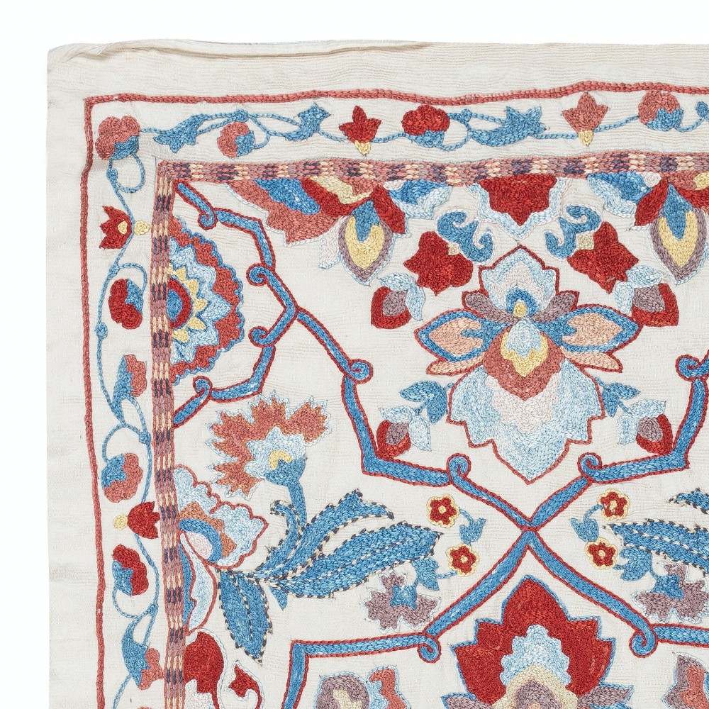 Embroidered 100% Silk Wall Hanging, New Tablecloth, Boho Wall Decor, Modern Throw