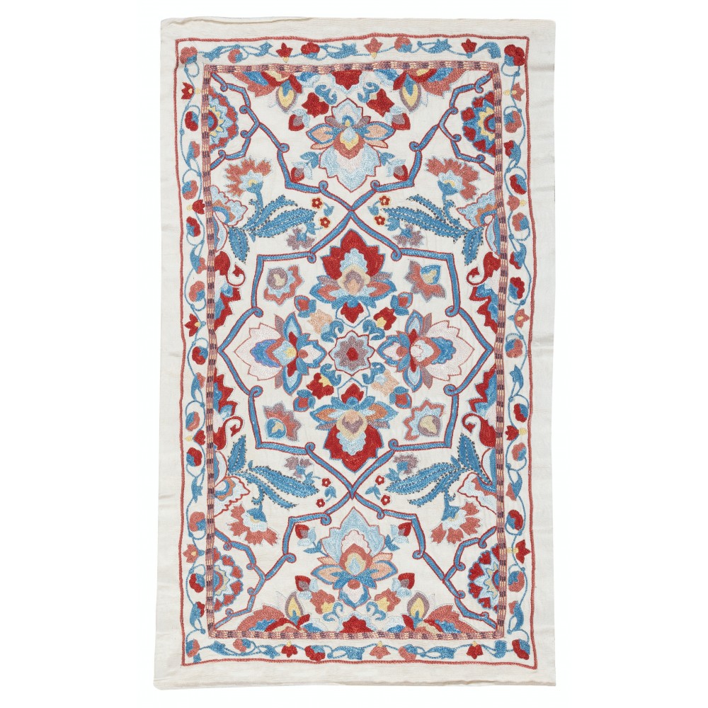 Embroidered 100% Silk Wall Hanging, New Tablecloth, Boho Wall Decor, Modern Throw