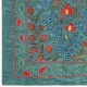 Embroidered 100% Silk Wall Hanging, Modern Tablecloth, Boho Wall Decor, Teal Blue Throw