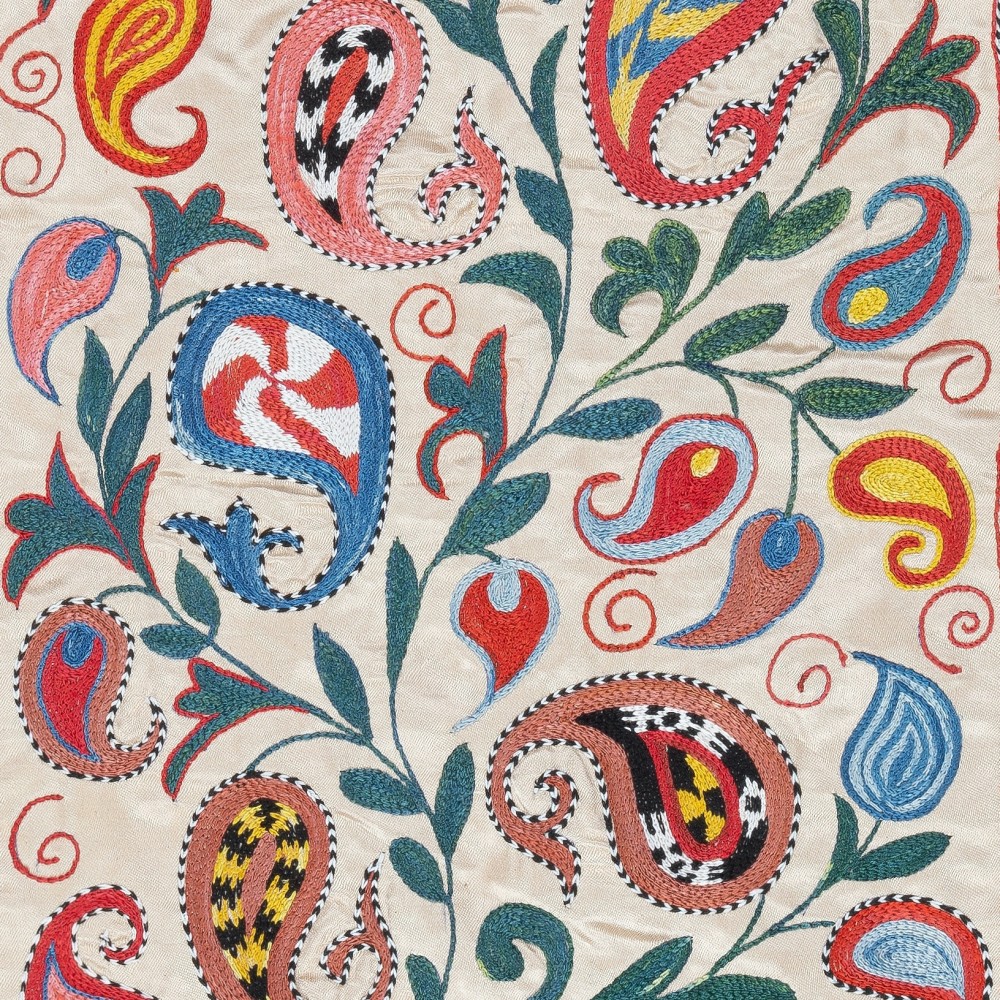 100% Silk Wall Hanging. Embroidered Tablecloth. Modern Wall Decor. Handmade Throw