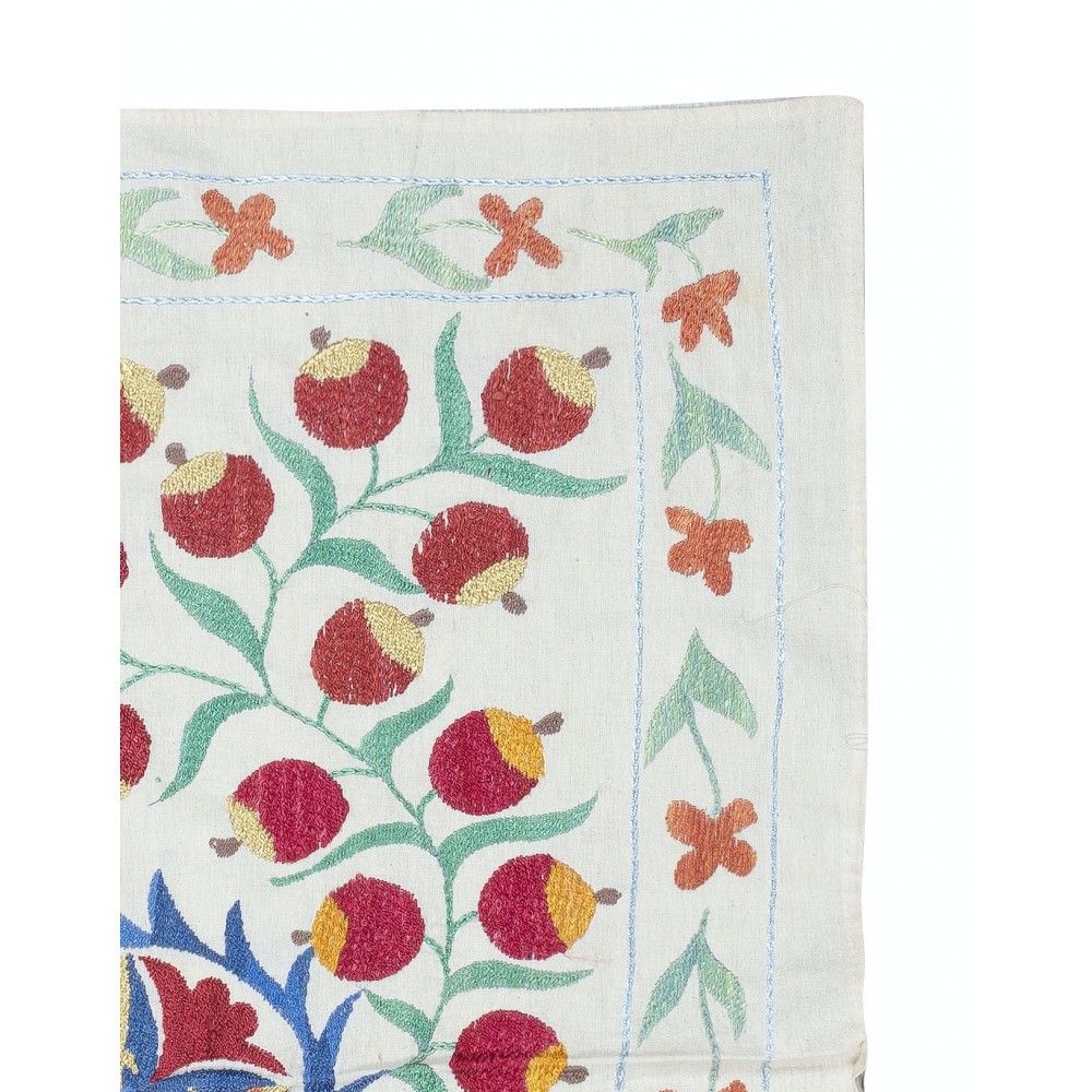 Modern Embroidered Wall Hanging. Cotton Tablecloth. Pomegranate Tree Design Throw