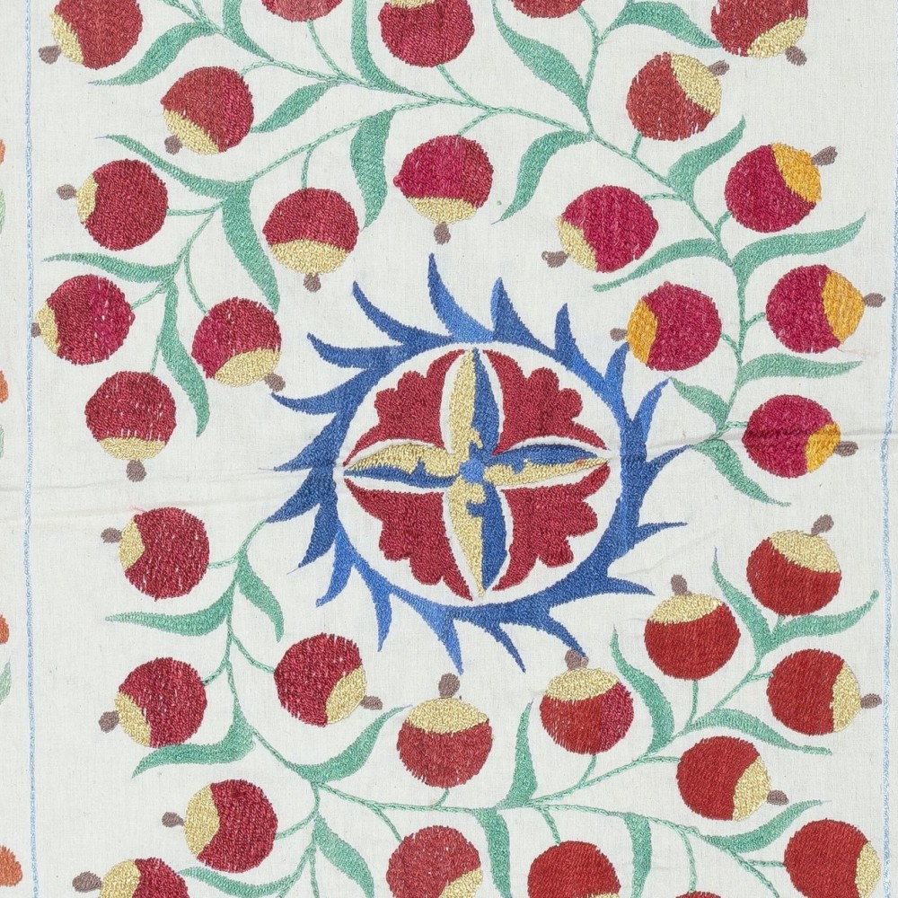 Modern Embroidered Wall Hanging. Cotton Tablecloth. Pomegranate Tree Design Throw