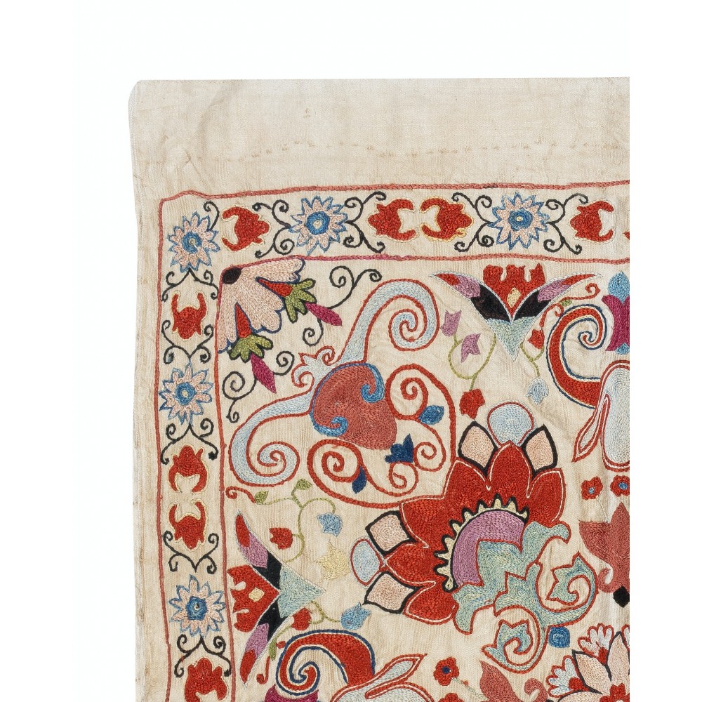 100% Silk Wall Hanging. Hand Embroidered Tablecloth. Boho Wall Decor. Modern Throw