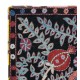 Modern 100% Silk Wall Hanging. Embroidered Tablecloth. Boho Wall Decor. Black Throw