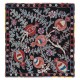Modern 100% Silk Wall Hanging. Embroidered Tablecloth. Boho Wall Decor. Black Throw