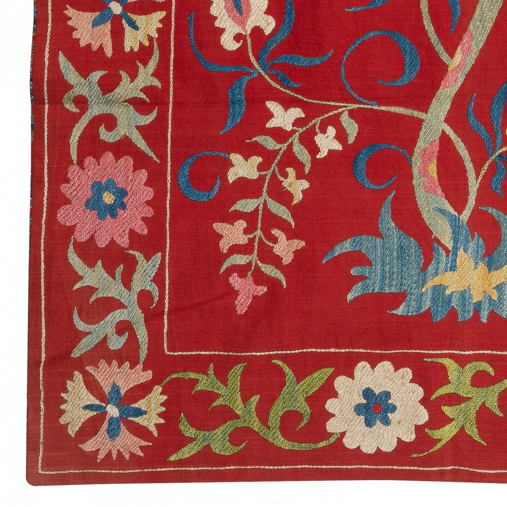 Silk Embroidery Wall Hanging. Modern Bed Cover. Red Tablecloth. Handmade Sofa Throw