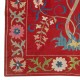 Silk Embroidery Wall Hanging. Modern Bed Cover. Red Tablecloth. Handmade Sofa Throw