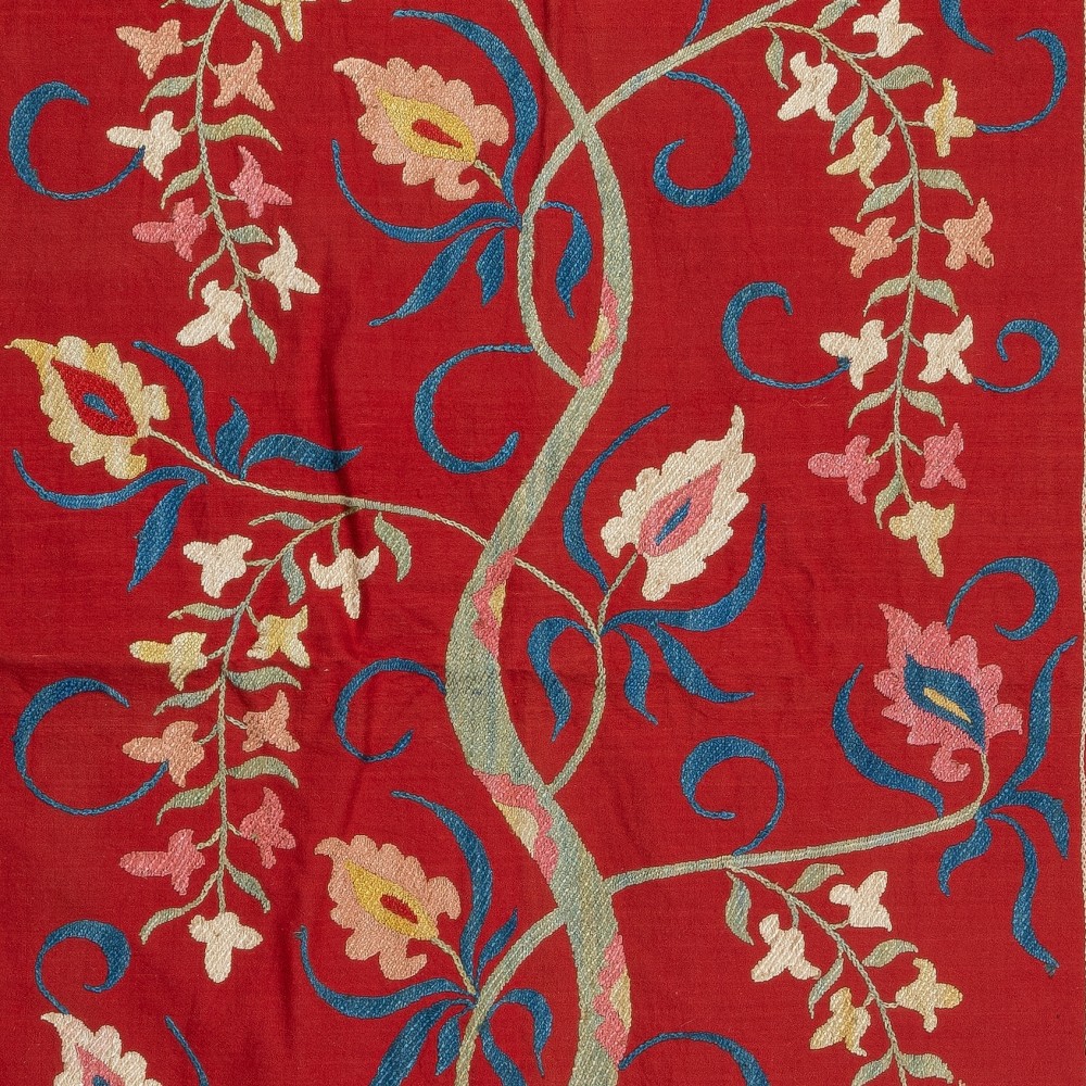 Silk Embroidery Wall Hanging. Modern Bed Cover. Red Tablecloth. Handmade Sofa Throw