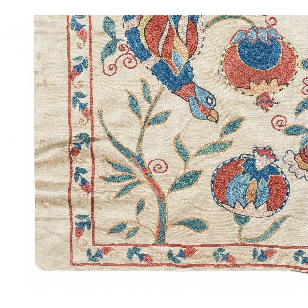 Embroidered 100% Silk Wall Hanging. New Tablecloth. Boho Wall Decor. Modern Throw