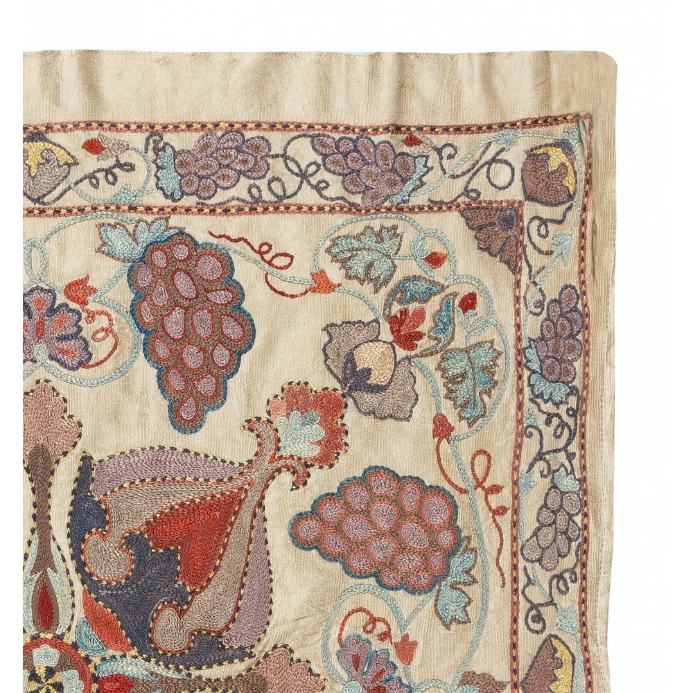 100% Silk Wall Hanging. Modern Embroidered Tablecloth. Boho Wall Decor. Decorative Throw