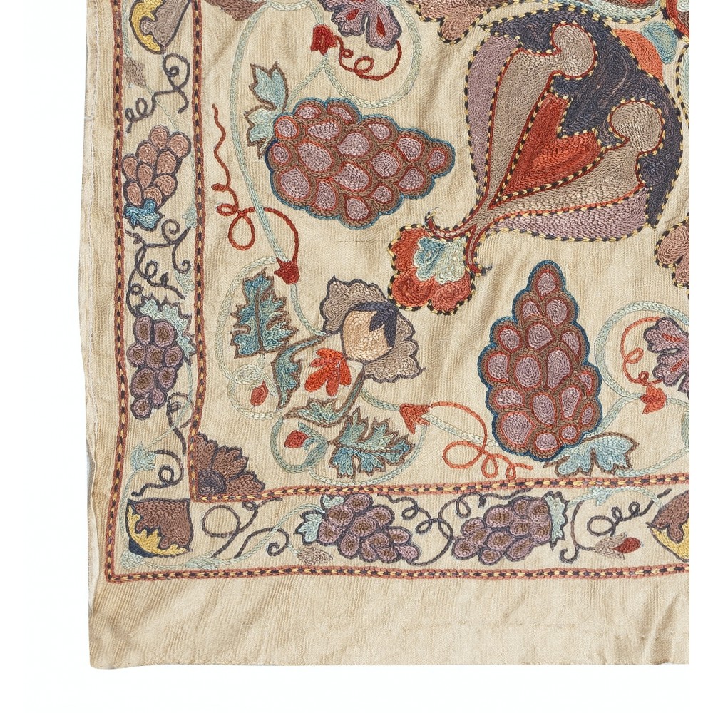 100% Silk Wall Hanging. Modern Embroidered Tablecloth. Boho Wall Decor. Decorative Throw