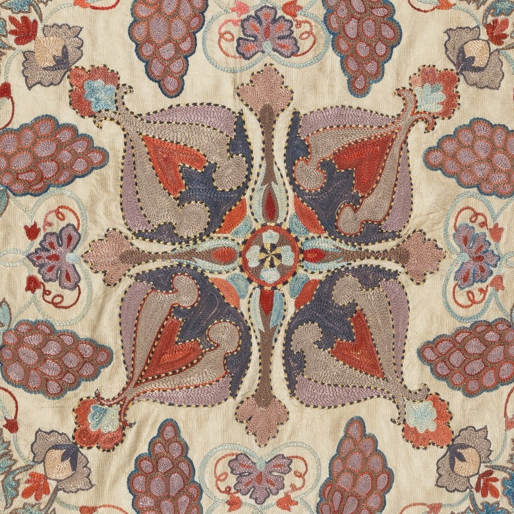 100% Silk Wall Hanging. Modern Embroidered Tablecloth. Boho Wall Decor. Decorative Throw