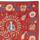 Silk Embroidery Wall Hanging. Modern Bed Cover. Red Tablecloth. Handmade Sofa Throw