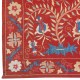 Silk Embroidery Wall Hanging. Modern Bed Cover. Red Tablecloth. Handmade Sofa Throw