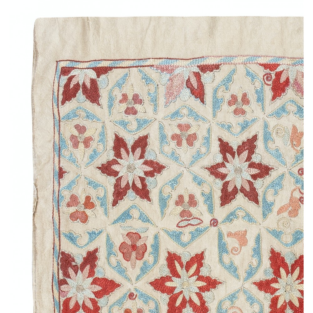 100% Silk Wall Hanging. Embroidered Tablecloth. Boho Wall Decor. Modern Throw