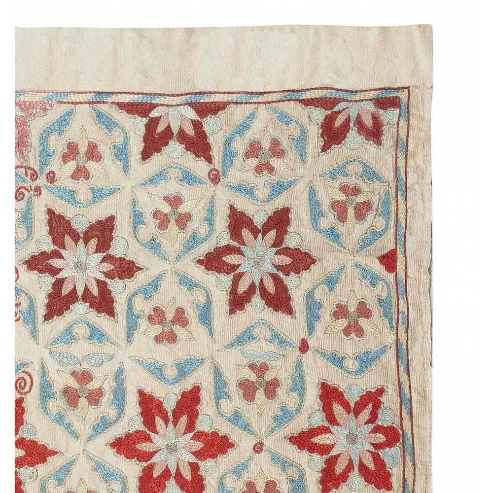 100% Silk Wall Hanging. Embroidered Tablecloth. Boho Wall Decor. Modern Throw
