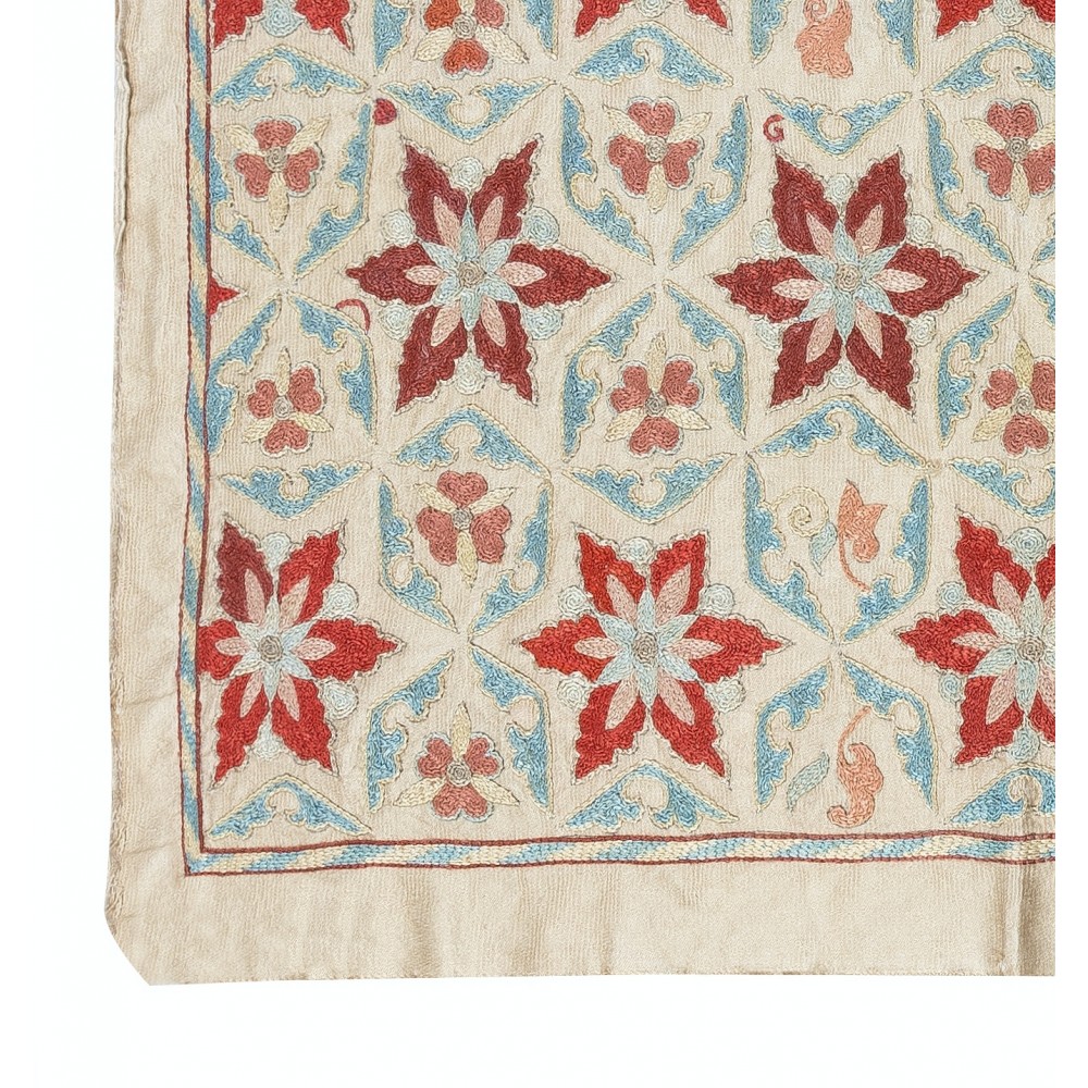 100% Silk Wall Hanging. Embroidered Tablecloth. Boho Wall Decor. Modern Throw