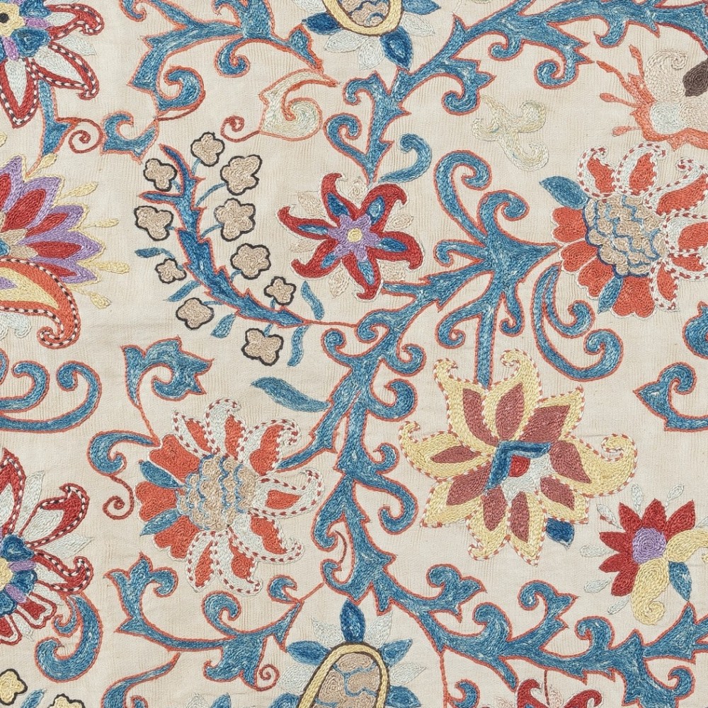 100% Silk Wall Hanging. Embroidered Tablecloth. Boho Wall Decor. Modern Throw