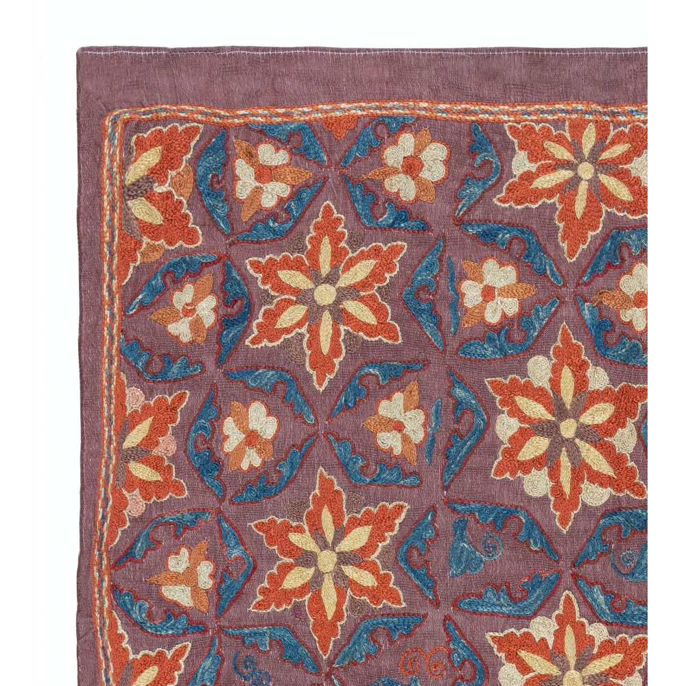 100% Silk Wall Hanging. Embroidered Tablecloth. Boho Wall Decor. Modern Throw