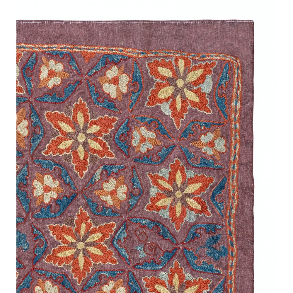 100% Silk Wall Hanging. Embroidered Tablecloth. Boho Wall Decor. Modern Throw