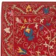 Silk Embroidery Wall Hanging. Modern Bed Cover. Red Tablecloth. Handmade Sofa Throw
