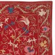 Silk Embroidery Wall Hanging. Modern Bed Cover. Red Tablecloth. Handmade Sofa Throw