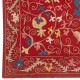 Silk Embroidery Wall Hanging. Modern Bed Cover. Red Tablecloth. Handmade Sofa Throw