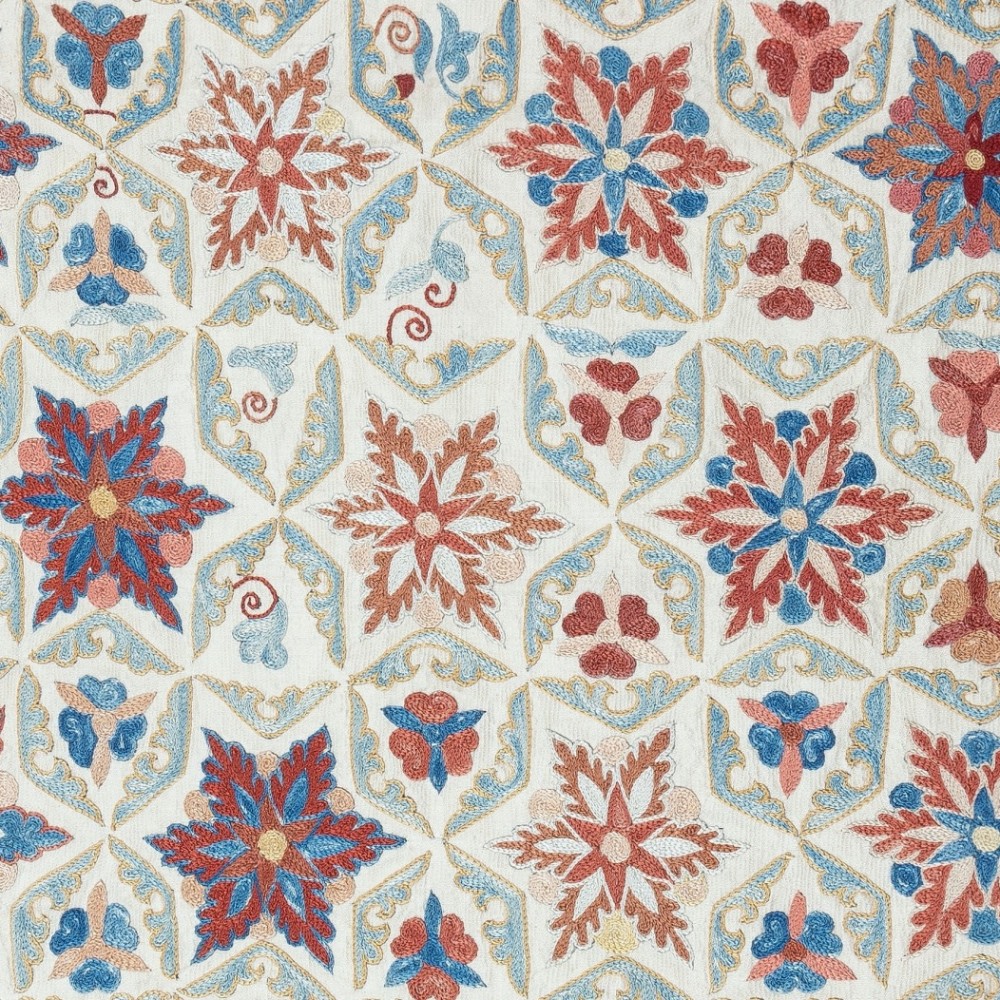Contemporary 100% Silk Wall Hanging. Embroidered Tablecloth. Boho Wall Decor. Handmade Throw