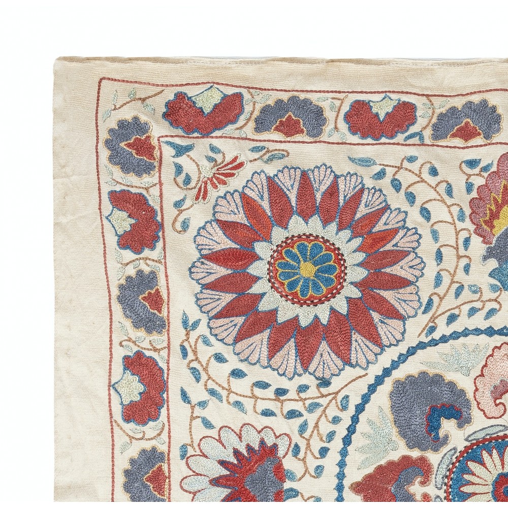 100% Silk Wall Hanging. Embroidered Tablecloth. Boho Wall Decor. Modern Throw