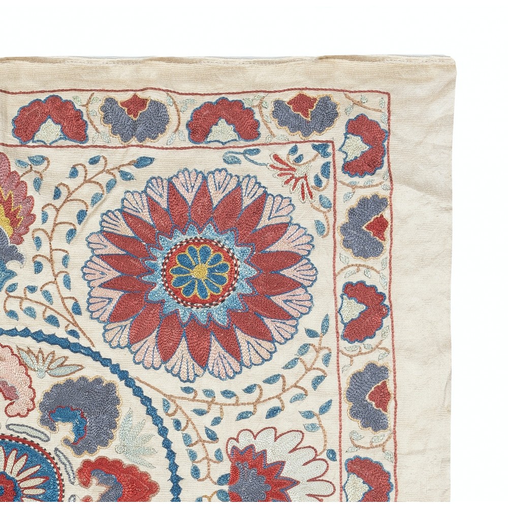 100% Silk Wall Hanging. Embroidered Tablecloth. Boho Wall Decor. Modern Throw