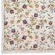 100% Silk Wall Hanging. Modern Wall Decor. Embroidered Tablecloth. Floral Pattern Throw