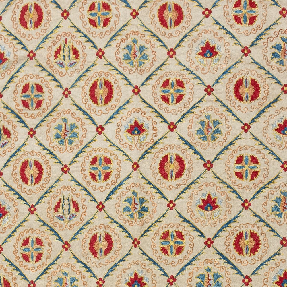 Contemporary 100% Silk Wall Hanging. Embroidered Table Runner. Boho Wall Decor. Handmade Tablecloth