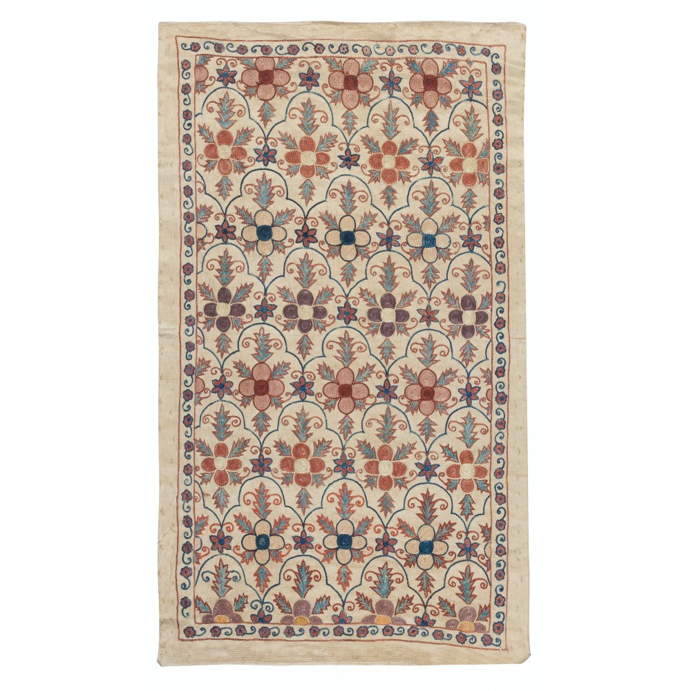 100% Silk Wall Hanging. Embroidered Tablecloth. Boho Wall Decor. Modern Throw
