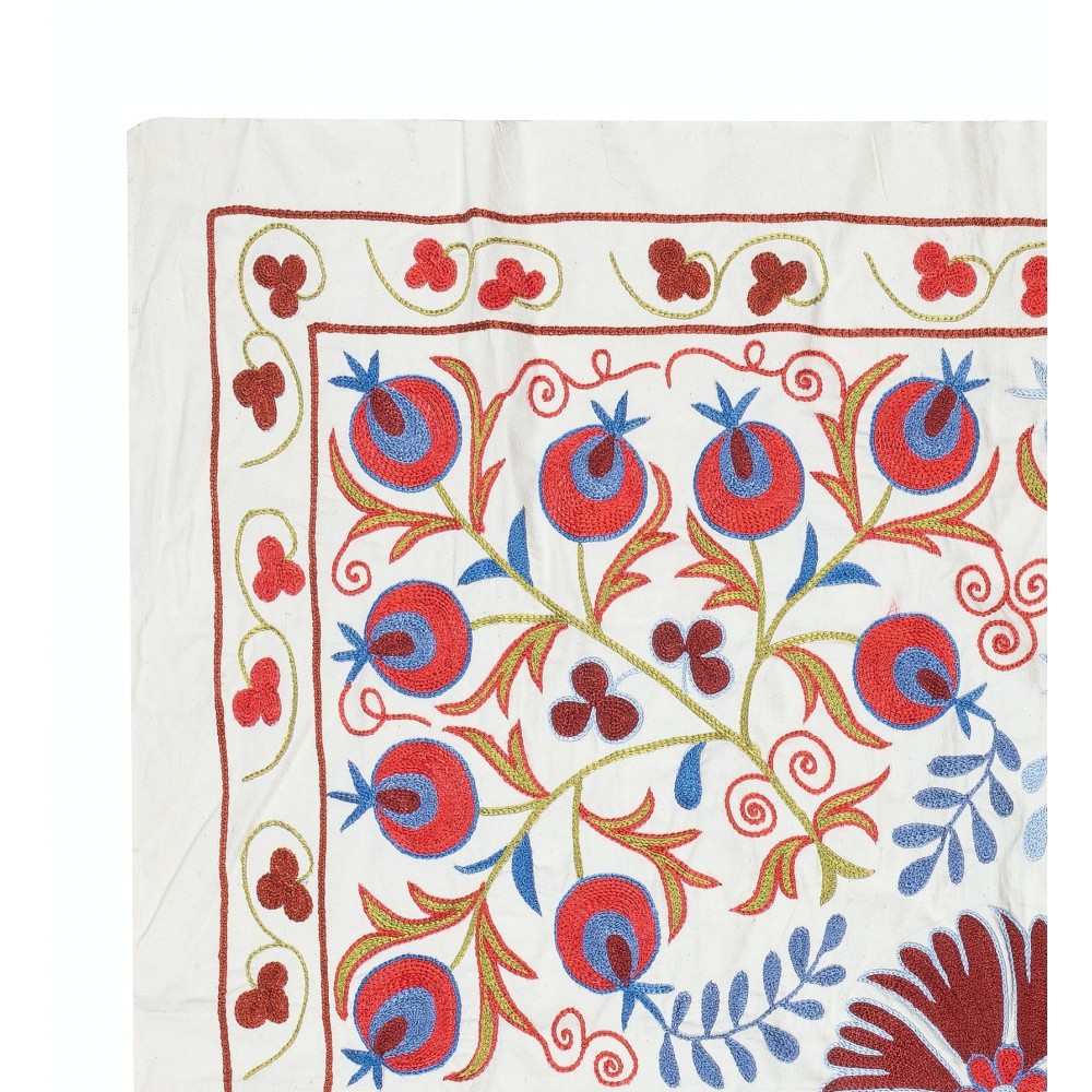 Embroidered Wall Hanging. Cotton Tablecloth. Handmade Sofa Spread. Modern Throw