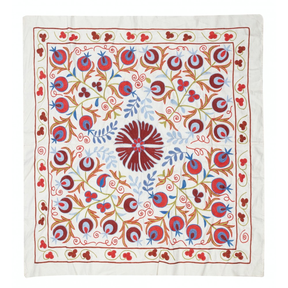 Embroidered Wall Hanging. Cotton Tablecloth. Handmade Sofa Spread. Modern Throw