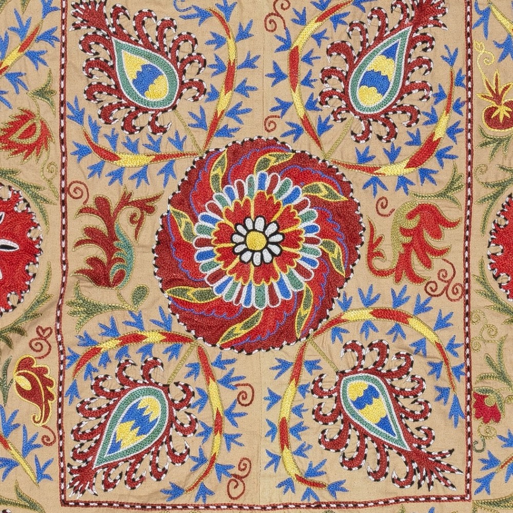 Silk Hand Embroidery Wall Hanging. Modern Bed Cover. Decorative Tablecloth. New Throw