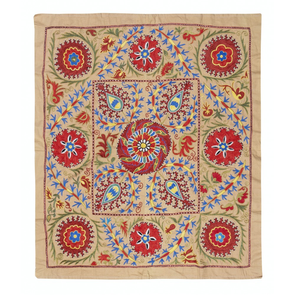 Silk Hand Embroidery Wall Hanging. Modern Bed Cover. Decorative Tablecloth. New Throw